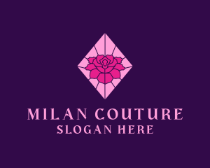 Pink Rose Stained Glass logo design