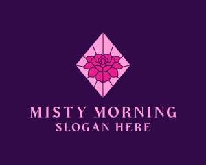 Pink Rose Stained Glass logo design