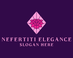 Pink Rose Stained Glass logo design