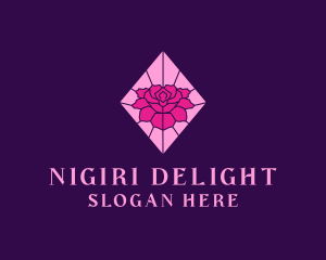 Pink Rose Stained Glass logo design