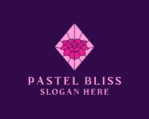 Pink Rose Stained Glass logo design