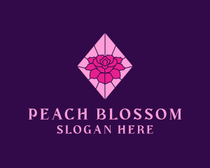 Pink Rose Stained Glass logo design