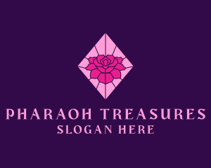 Pink Rose Stained Glass logo design