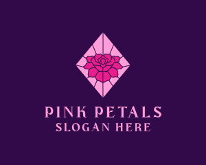 Pink Rose Stained Glass logo design