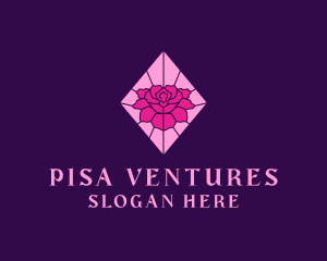 Pink Rose Stained Glass logo design