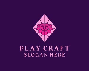 Pink Rose Stained Glass logo design