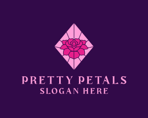 Pink Rose Stained Glass logo design