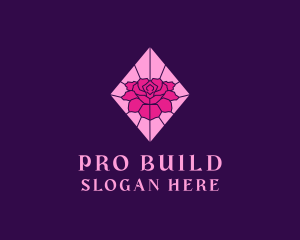 Pink Rose Stained Glass logo design