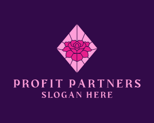 Pink Rose Stained Glass logo design