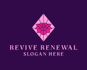 Pink Rose Stained Glass logo design