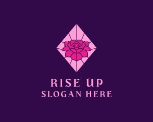 Pink Rose Stained Glass logo design