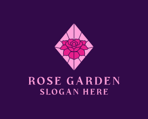 Rose - Pink Rose Stained Glass logo design