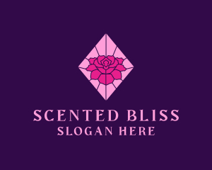 Fragrant - Pink Rose Stained Glass logo design