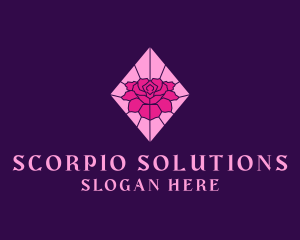 Pink Rose Stained Glass logo design