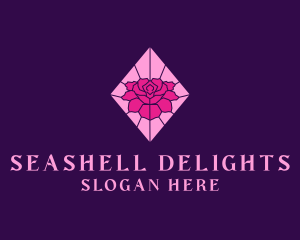 Pink Rose Stained Glass logo design