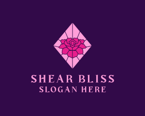 Pink Rose Stained Glass logo design