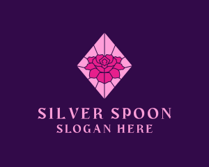 Pink Rose Stained Glass logo design