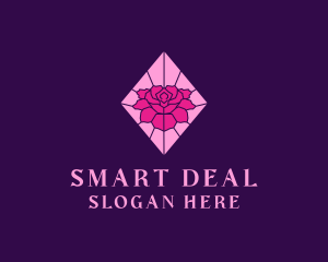 Pink Rose Stained Glass logo design