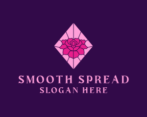 Pink Rose Stained Glass logo design