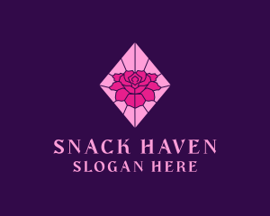 Pink Rose Stained Glass logo design