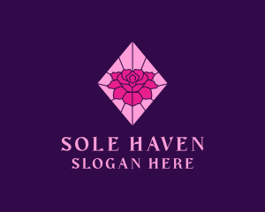 Pink Rose Stained Glass logo design