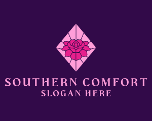 Pink Rose Stained Glass logo design