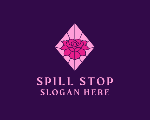 Pink Rose Stained Glass logo design