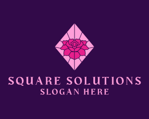 Pink Rose Stained Glass logo design