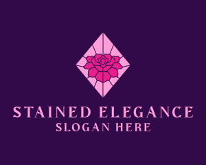 Pink Rose Stained Glass logo design