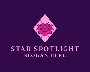 Pink Rose Stained Glass logo design