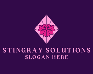 Pink Rose Stained Glass logo design