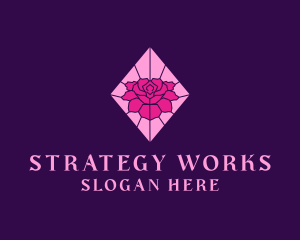 Pink Rose Stained Glass logo design