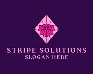 Pink Rose Stained Glass logo design