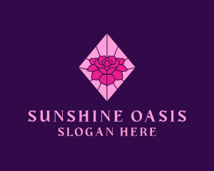 Pink Rose Stained Glass logo design