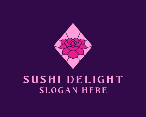 Pink Rose Stained Glass logo design