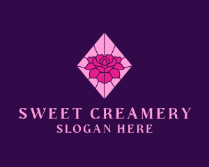 Pink Rose Stained Glass logo design