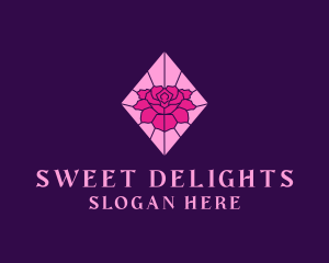 Pink Rose Stained Glass logo design