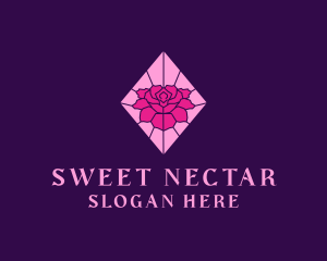 Pink Rose Stained Glass logo design