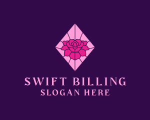 Pink Rose Stained Glass logo design