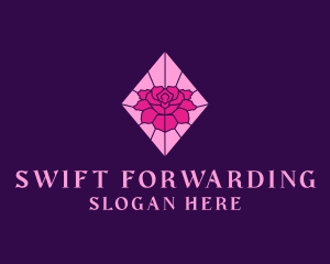 Pink Rose Stained Glass logo design