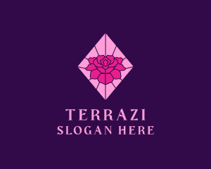 Pink Rose Stained Glass logo design