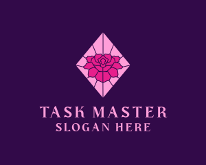 Pink Rose Stained Glass logo design