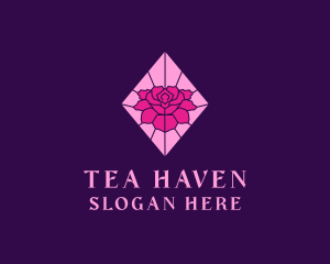 Pink Rose Stained Glass logo design