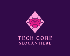 Pink Rose Stained Glass logo design