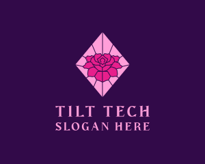 Pink Rose Stained Glass logo design