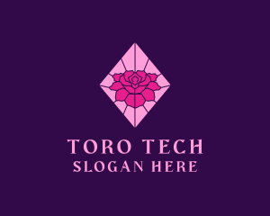 Pink Rose Stained Glass logo design