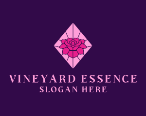 Pink Rose Stained Glass logo design