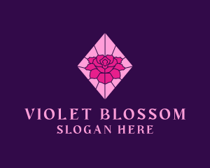 Pink Rose Stained Glass logo design