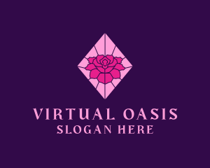 Pink Rose Stained Glass logo design