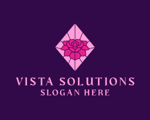 Pink Rose Stained Glass logo design